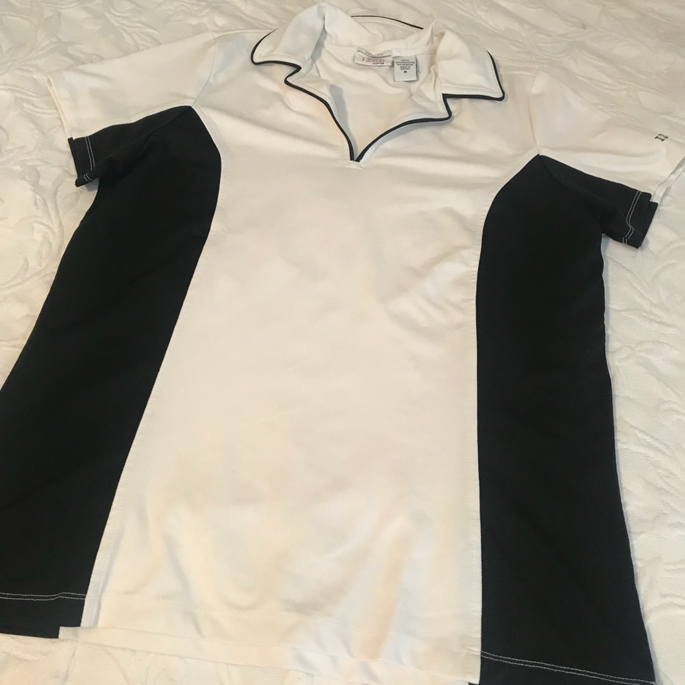 Golf - IZOD XFG G Cool FX Golf / Tennis Shirt Black White Color-blocked